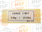 87520MZ3300, Label, Cargo Limit (9.0KG, Honda