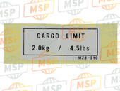 87523MZ3300, Label, Cargo Limit (2.0KG, Honda