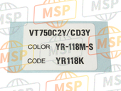 87565MBAE20ZB, Label, Color (###) *TYPE10* (YK118K) (TYPE10 ), Honda