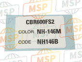 87565MBWN00ZC, Label, Color (###) *TYPE3* (NH146B) (TYPE3 ), Honda