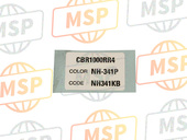 87565MEL000ZC, Label, Color (###) *TYPE3* (NH341KB) (TYPE3 ), Honda