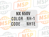 87565MY5720ZB, Label, Color (###) *TYPE2* (R203) (TYPE2 ), Honda, 1