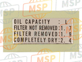 560330131, LABEL-MANUAL, Oil Capacity, Kawasaki