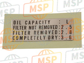 560331203, LABEL-MANUAL,Oil Capacity, Kawasaki