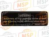 560401192, LABEL-WARNING,Side Bag,Lock, Kawasaki